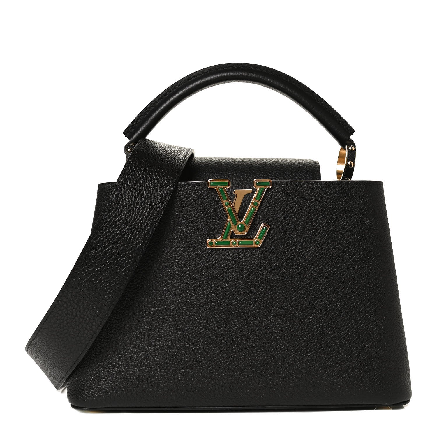 Louis Vuitton Taurillon Malachite Effect Capucines BB Black 1 of 9