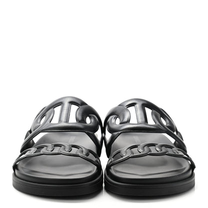 Hermes Nappa Extra Sandals 37 Black 2 of 8