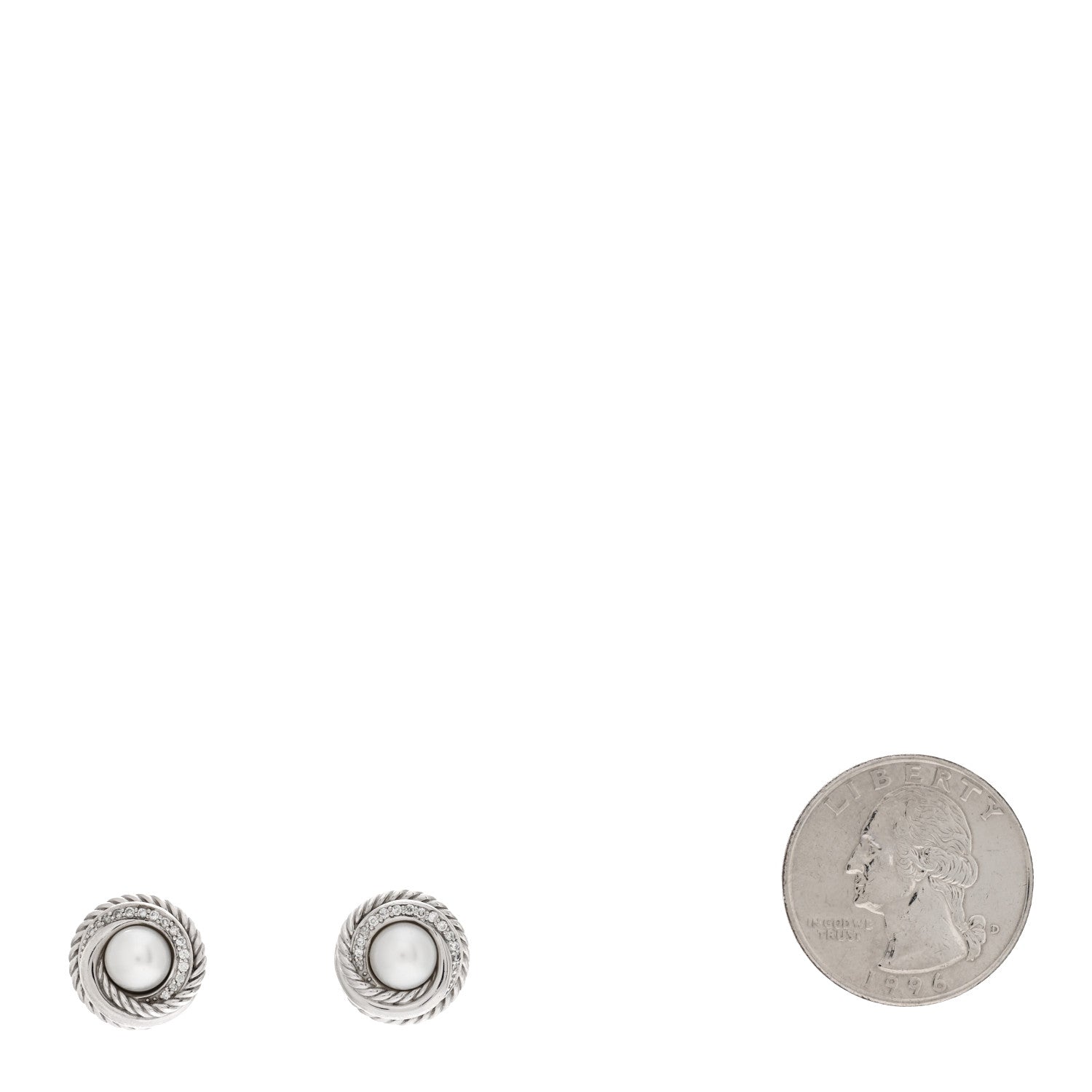 David Yurman Sterling Silver Diamond Freshwater Pearl Crossover Earrings 2 of 4