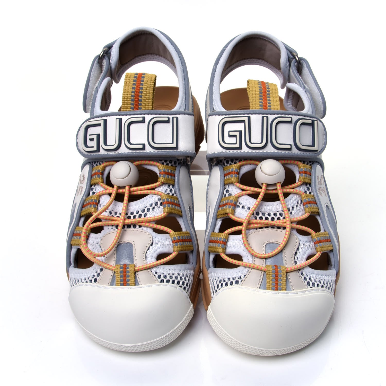 Gucci Mesh Fabric Tinsel Sport Sandals 35.5 White Silver 5 of 10