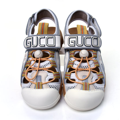 Gucci Mesh Fabric Tinsel Sport Sandals 35.5 White Silver 5 of 10