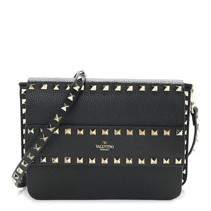Valentino Garavani Pebbled Calfskin Rockstud Side Slip Crossbody Black 1 of 8