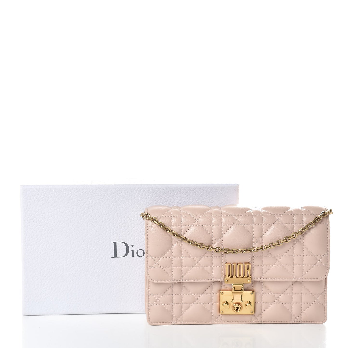 Lambskin Cannage Dioraddict Wallet On Chain Clutch Rose Poudre