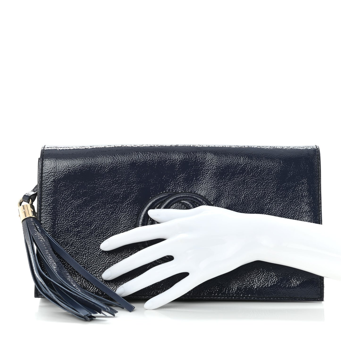 Soft Patent Medium Soho Clutch Uniform Blue