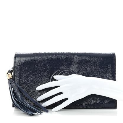 Gucci Soft Patent Medium Soho Clutch Uniform Blue 2 of 10