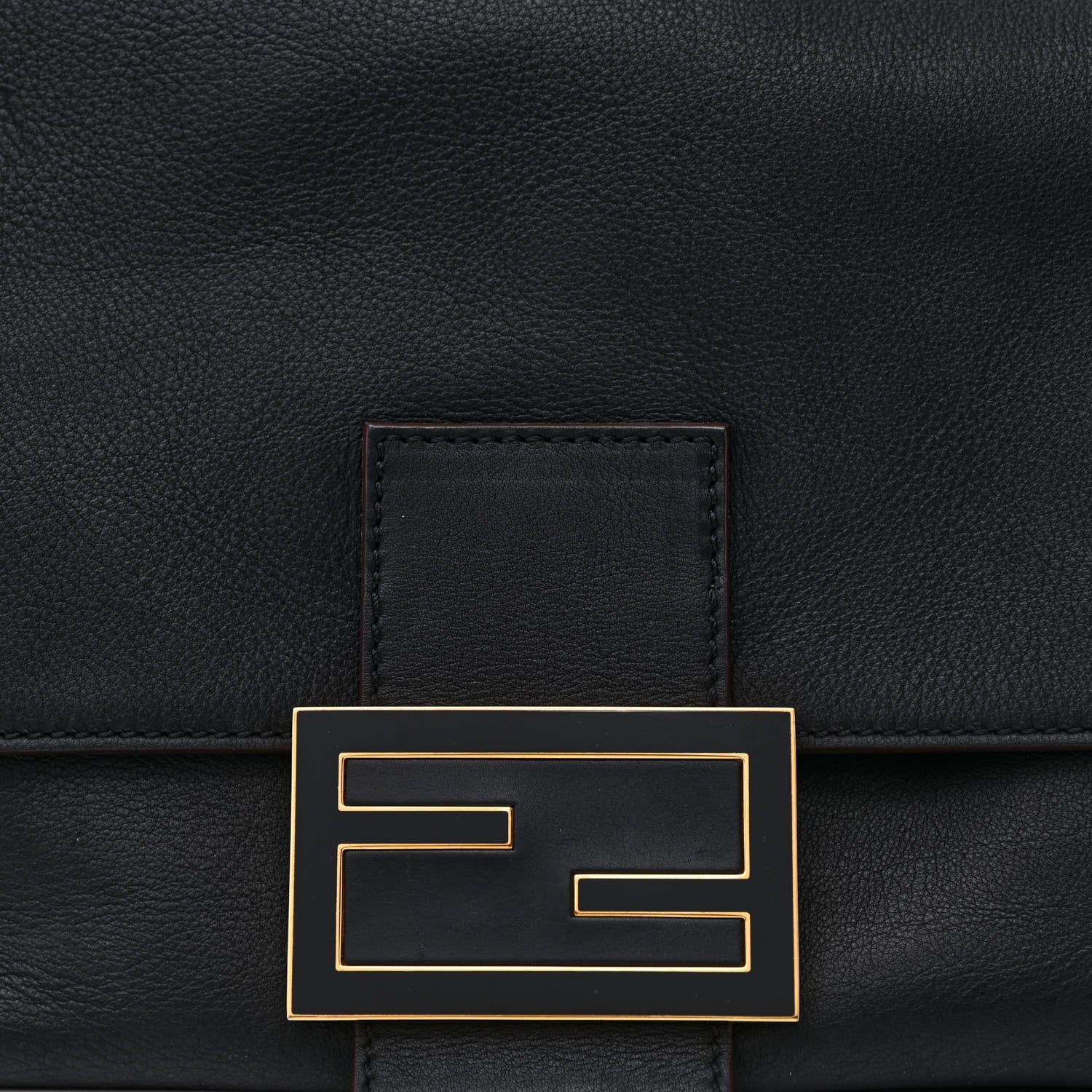 Fendi Vitello Flamingo Enamel Big Forever Mama Baguette Black 7 of 12