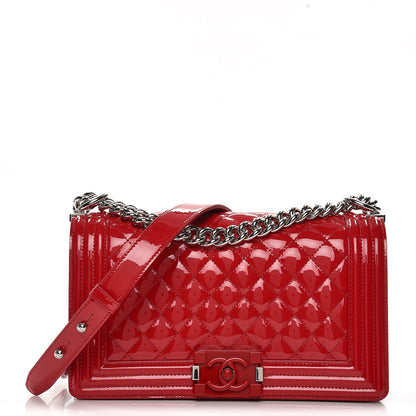 Chanel Patent Calfskin Quilted Medium Plexiglass Boy Flap Red 1 of 9