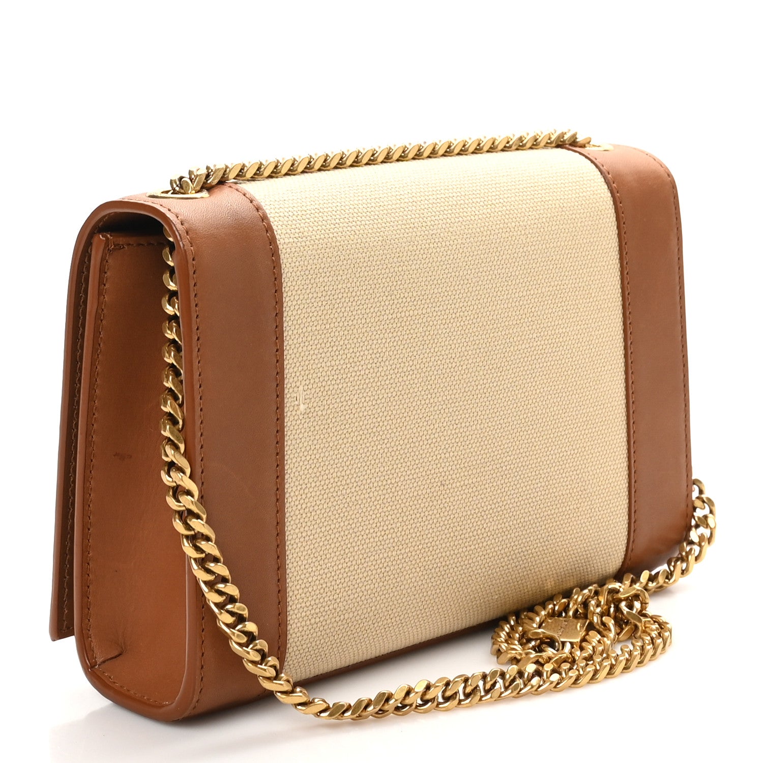 Saint Laurent Calfskin Canvas Medium Monogram Kate Satchel Ivory Brick 3 of 10