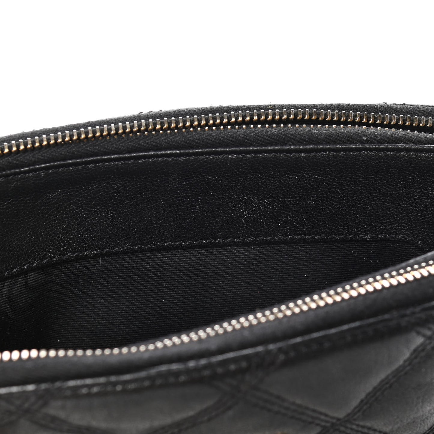 Grained Lambskin Quilted Mini Becky Double Zip Bag Black
