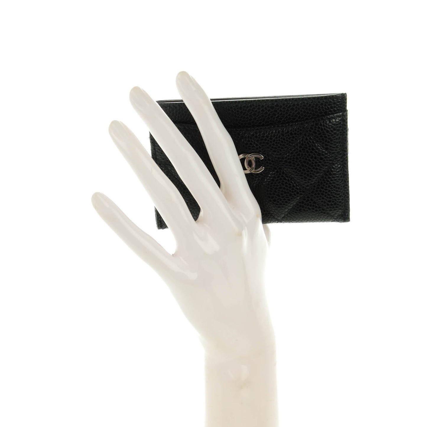 Caviar Quilted Card Holder Black