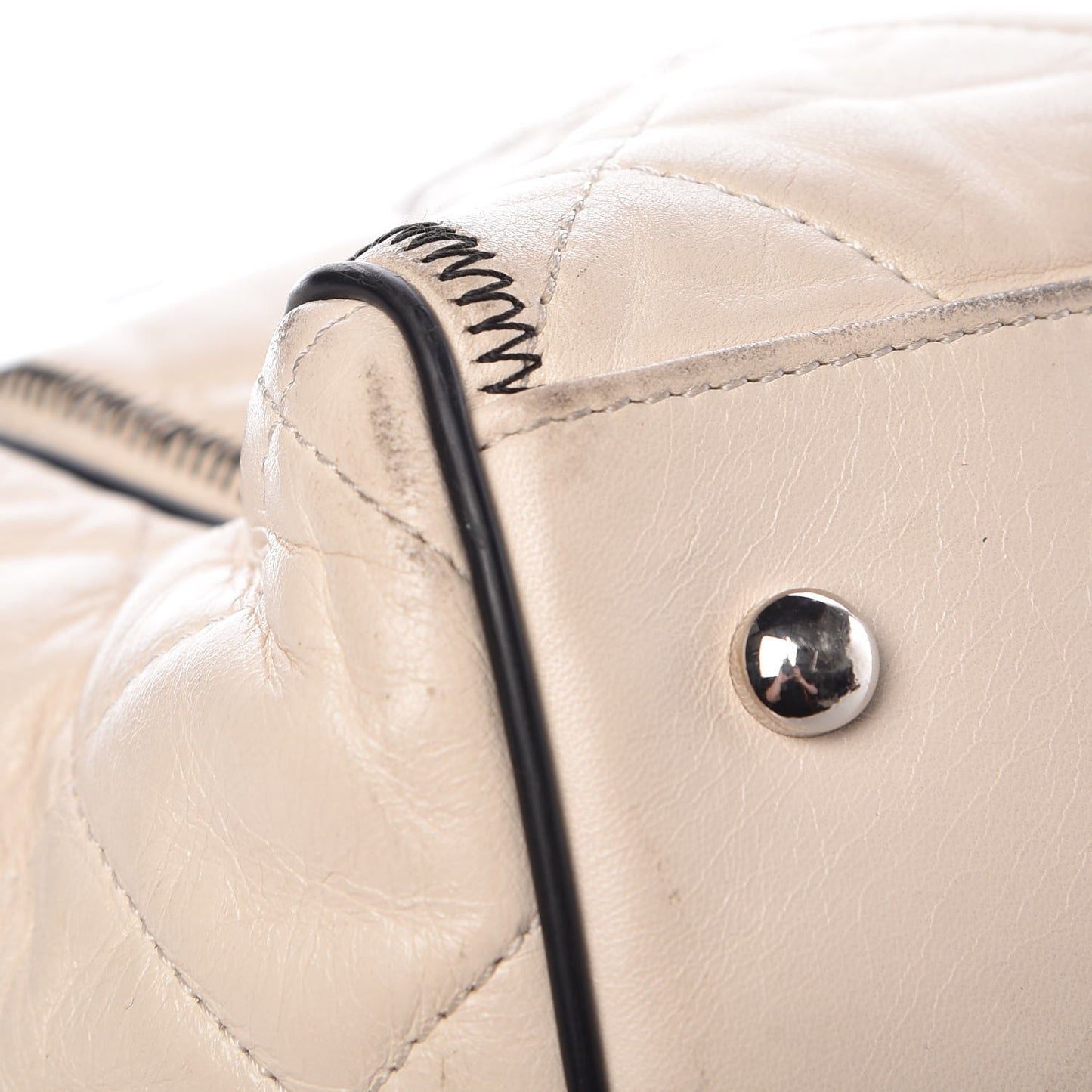 Lambskin Quilted East West Tote Beige