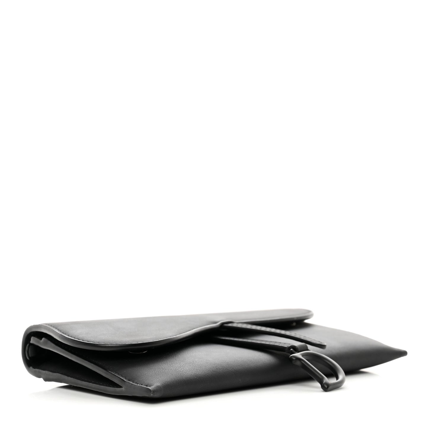 Ultra Matte Calfskin Saddle Chain Wallet Pouch Black