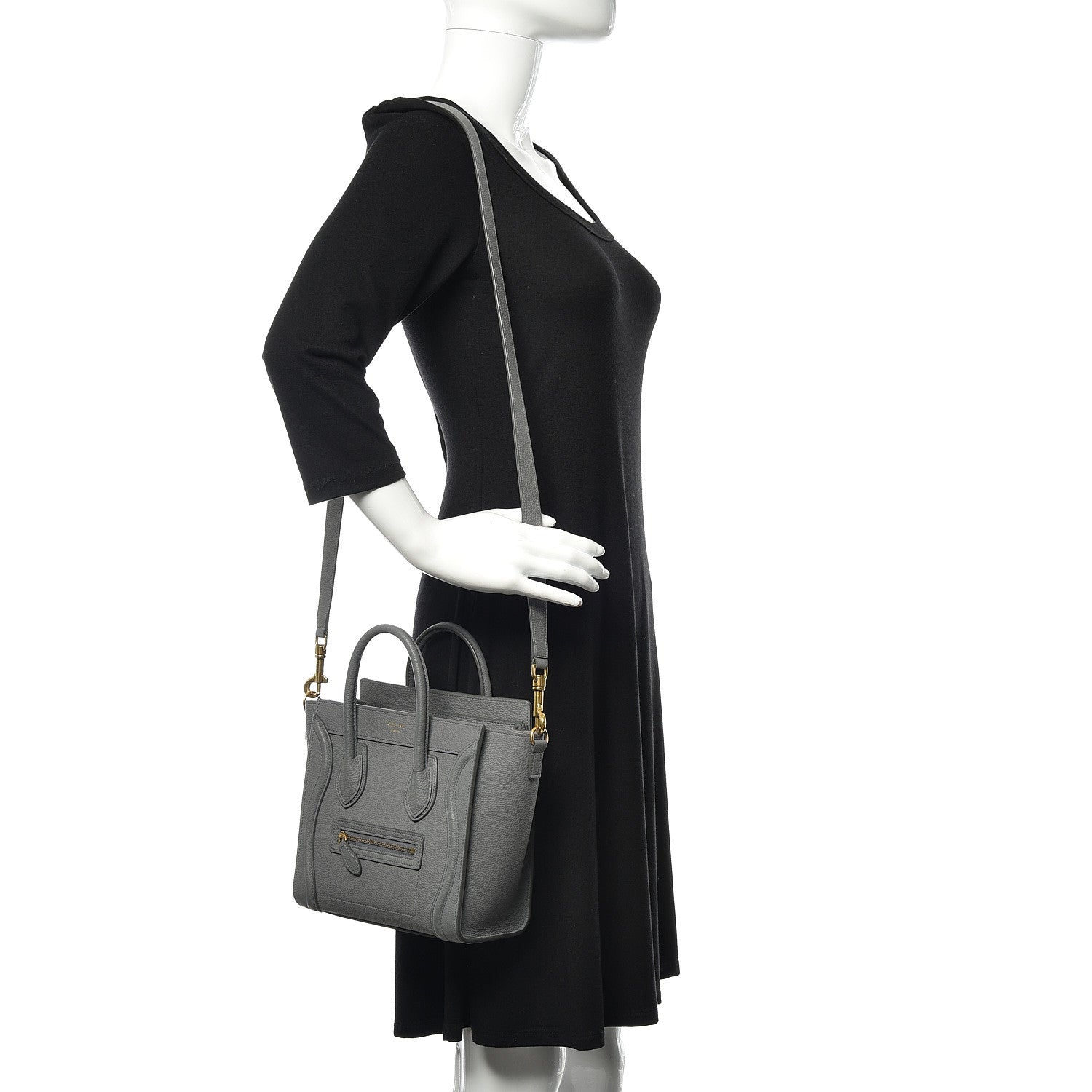 Celine Drummed Calfskin Nano Luggage Kohl 2 of 14