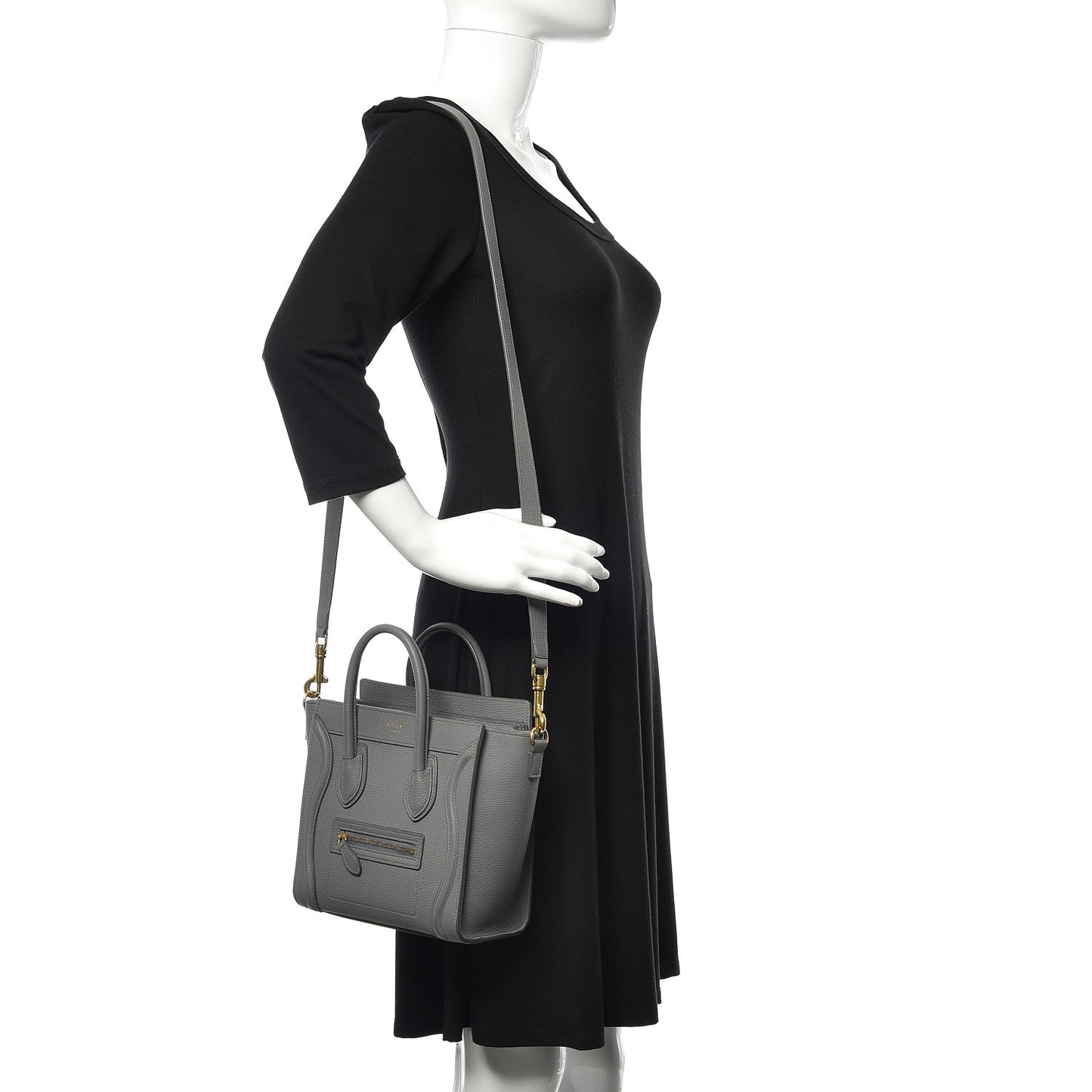 Drummed Calfskin Nano Luggage Kohl