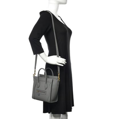 Celine Drummed Calfskin Nano Luggage Kohl 2 of 14