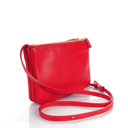 Celine Lambskin Small Trio Crossbody Bag Red 3 of 10