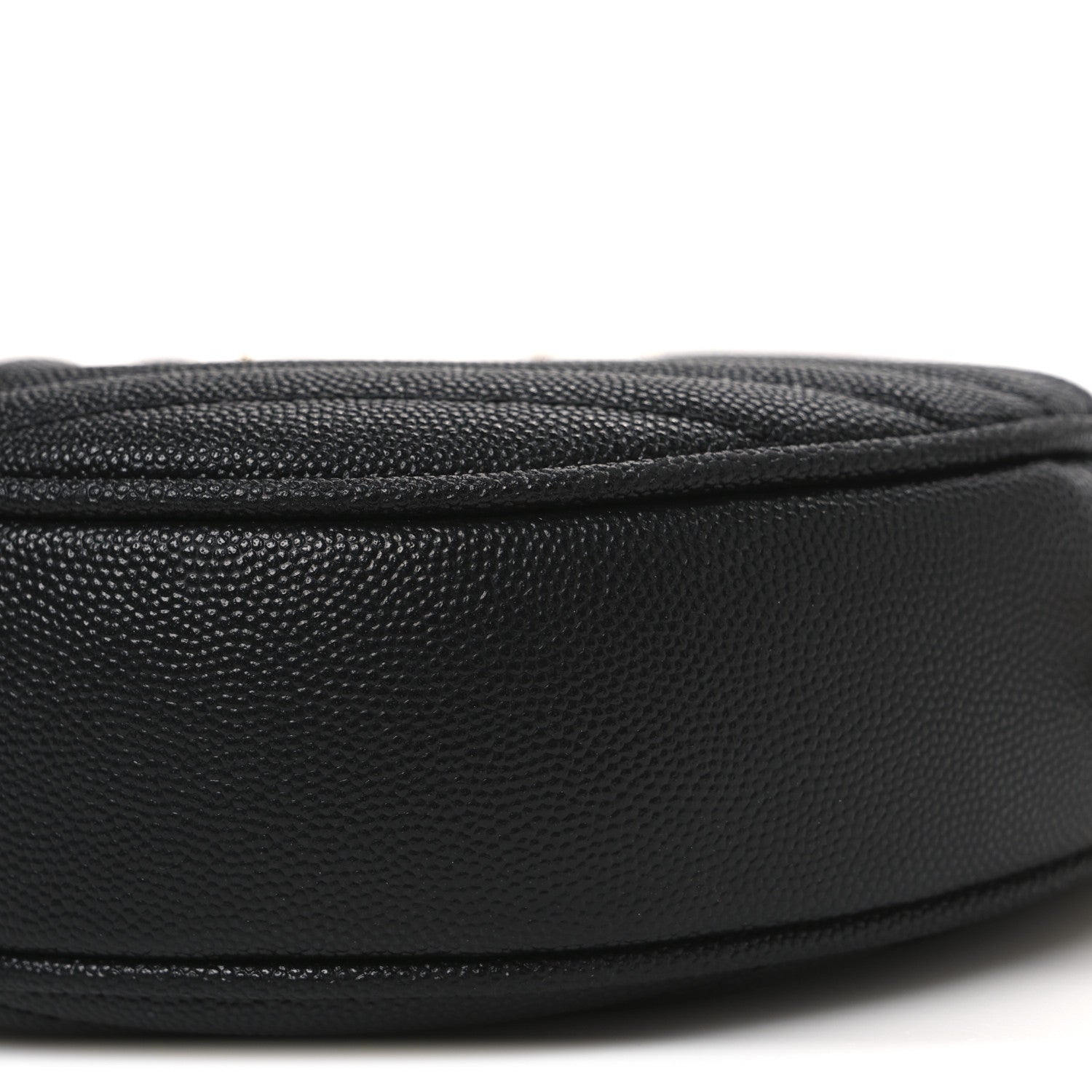 Saint Laurent Grain De Poudre Matelasse Chevron Quilted Round Vinyle Camera Bag Black 10 of 12