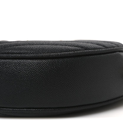 Saint Laurent Grain De Poudre Matelasse Chevron Quilted Round Vinyle Camera Bag Black 10 of 12