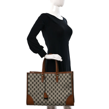 Celine Canvas Calfskin Triomphe Embroidered Horizontal Cabas Green 2 of 12