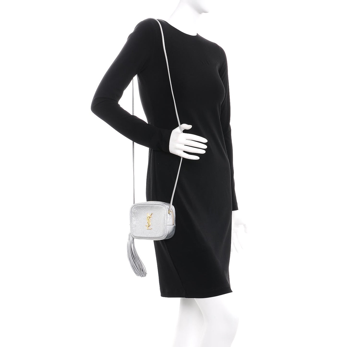 Metallic Calfskin Monogram Blogger Bag Argento Nero