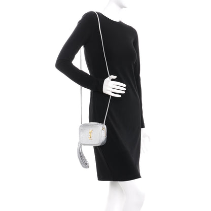 Saint Laurent Metallic Calfskin Monogram Blogger Bag Argento Nero 2 of 9
