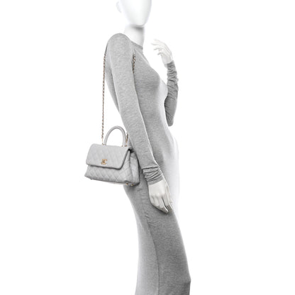 Chanel Caviar Quilted Mini Coco Handle Flap Light Grey 2 of 10