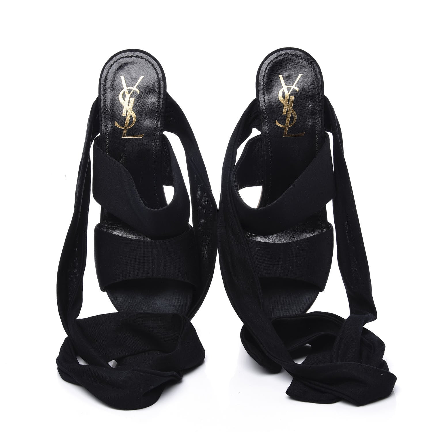 Saint Laurent Suede Tie Platform Sandals 38 Black 5 of 10