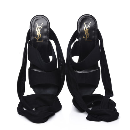 Saint Laurent Suede Tie Platform Sandals 38 Black 5 of 10