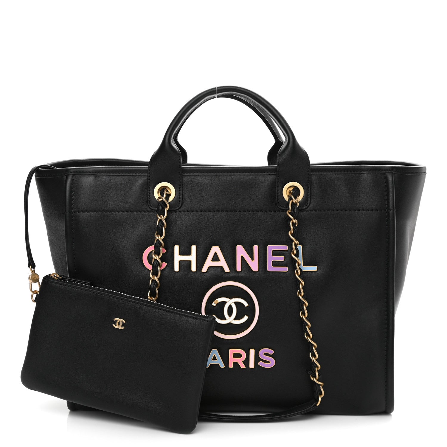 Chanel Calfskin Medium Deauville Tote Black Multicolor 1 of 11