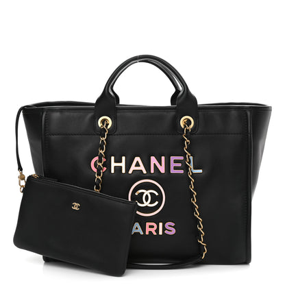 Chanel Calfskin Medium Deauville Tote Black Multicolor 1 of 11