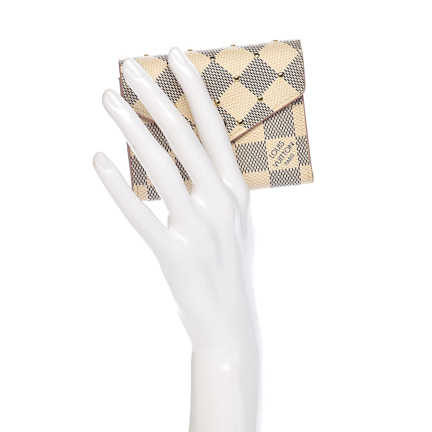 Louis Vuitton Damier Azur Studded Zoe Wallet Rose Ballerine 2 of 7
