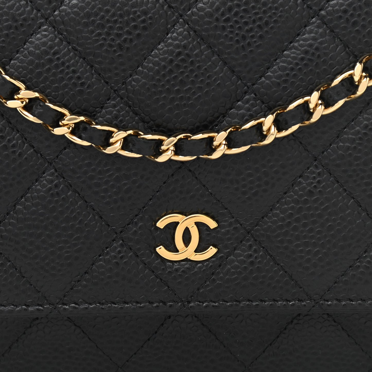 Caviar Quilted Wallet On Chain WOC Black