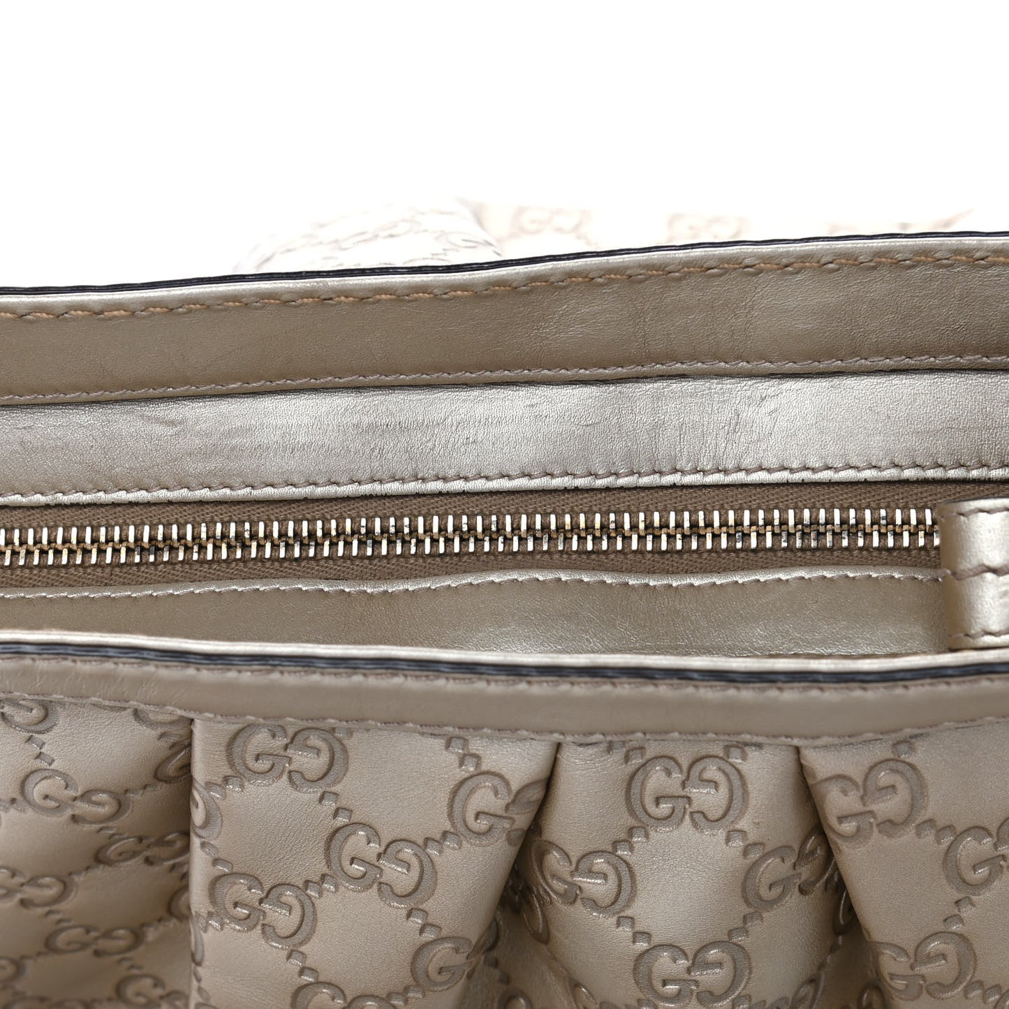 Metallic Guccissima Sukey Messenger Bag Golden Beige