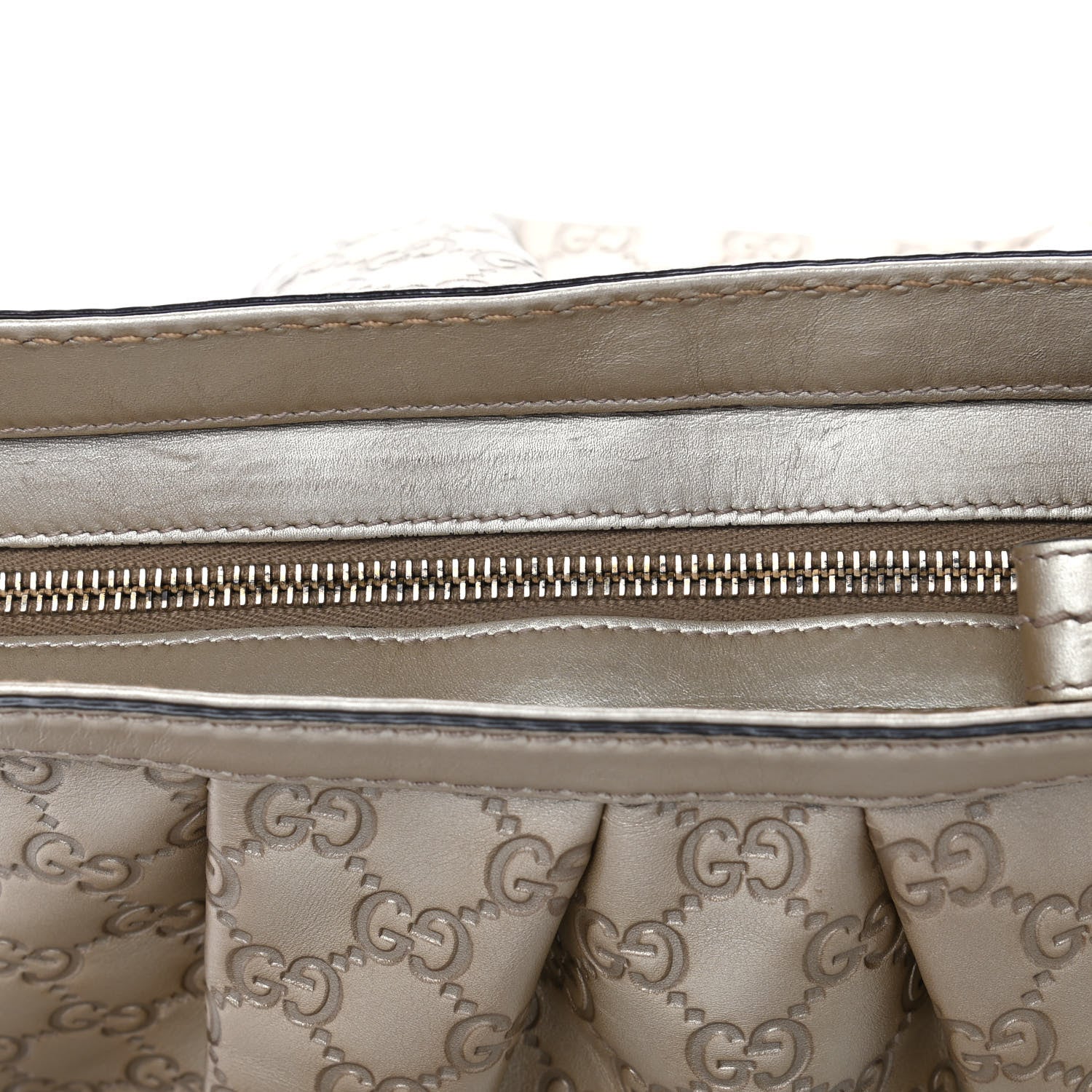Gucci Metallic Guccissima Sukey Messenger Bag Golden Beige 5 of 5