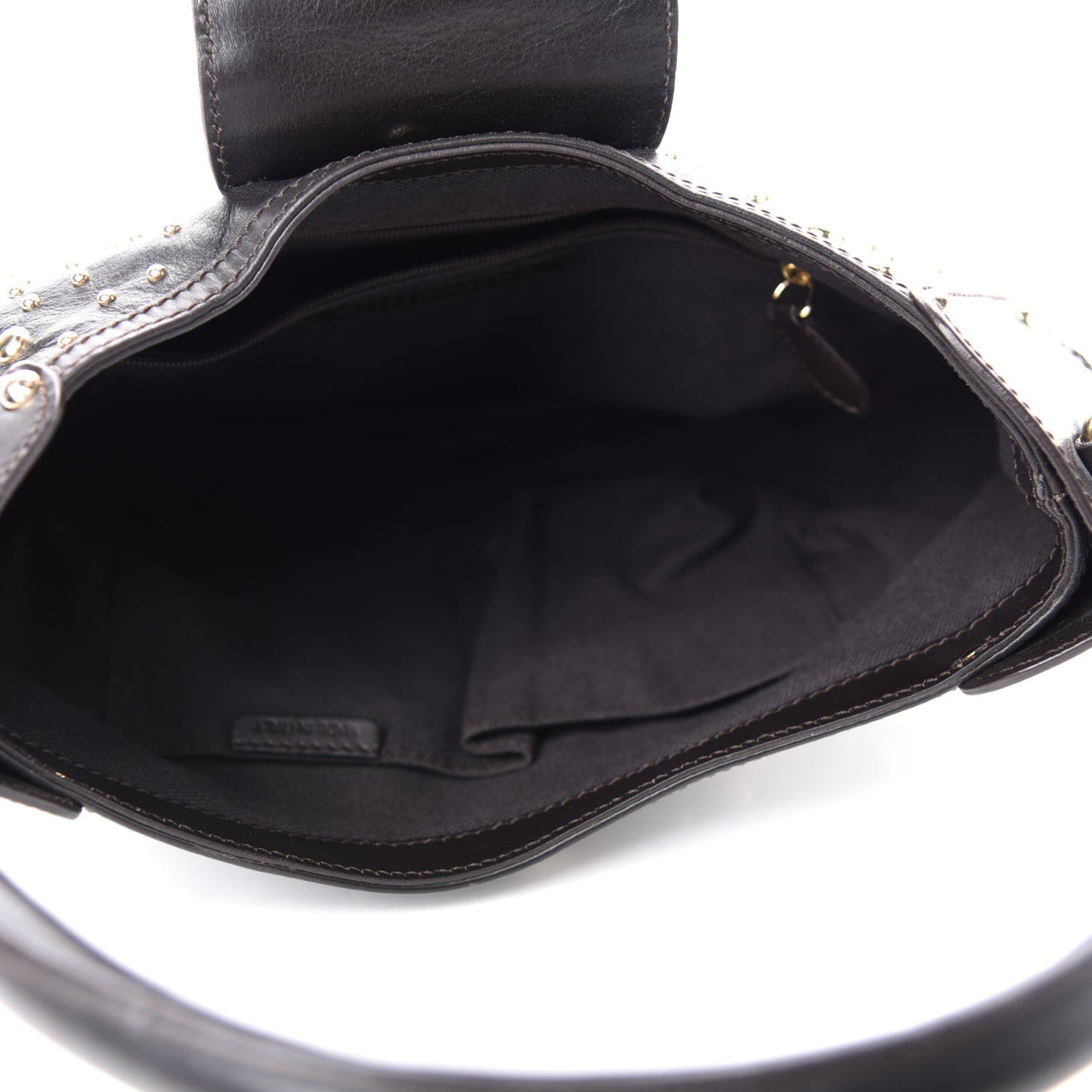 Calfskin Hackford Studded Hobo Brown