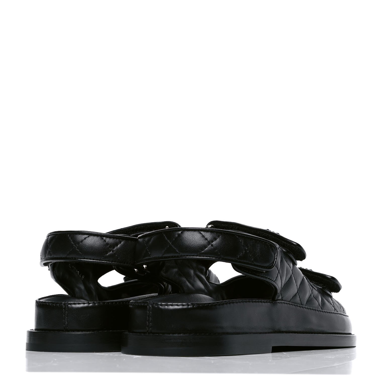 Chanel Lambskin Velcro Dad Sandals 38 Black 3 of 4