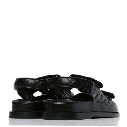 Chanel Lambskin Velcro Dad Sandals 38 Black 3 of 4