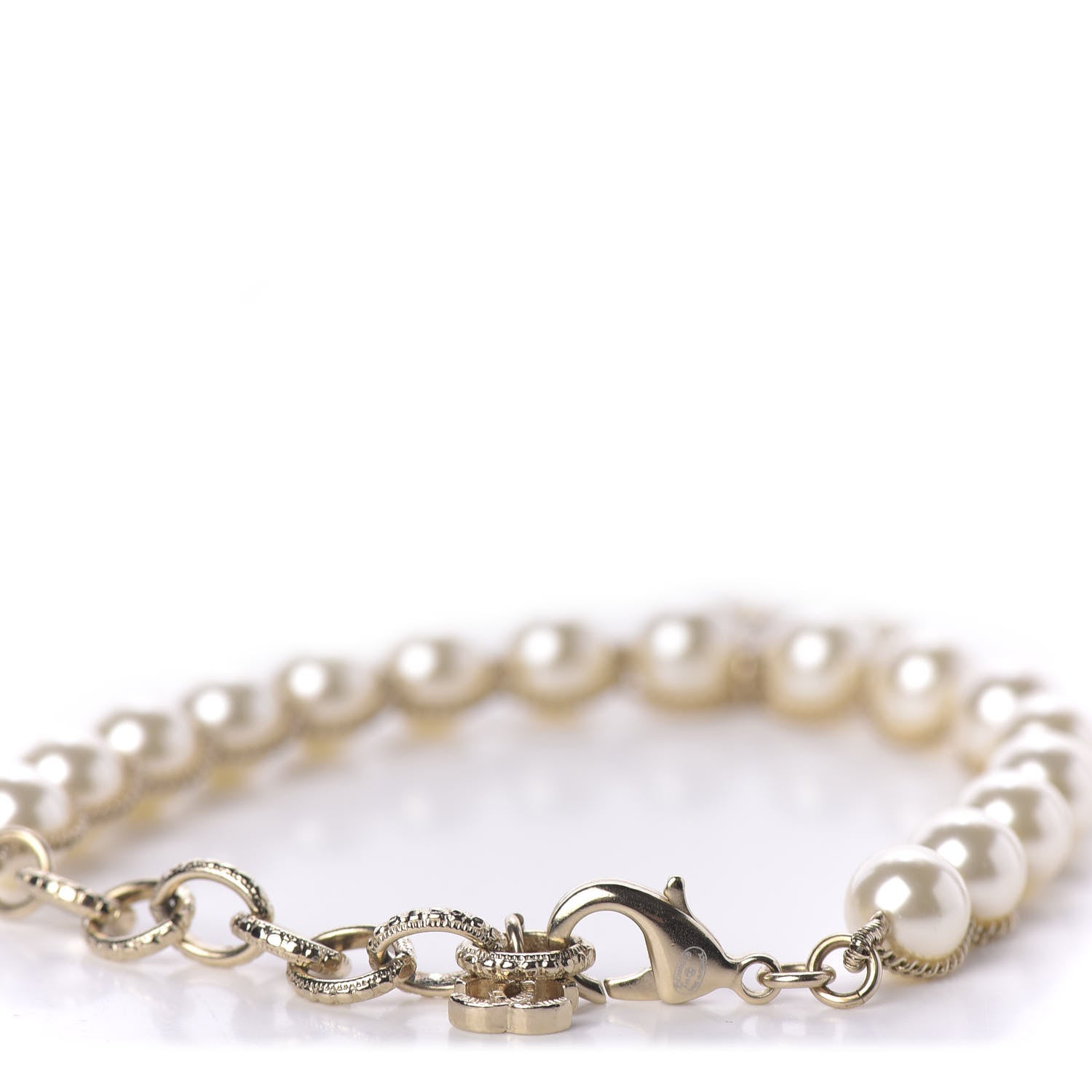 Chanel Pearl Crystal CC Bracelet Gold 4 of 5