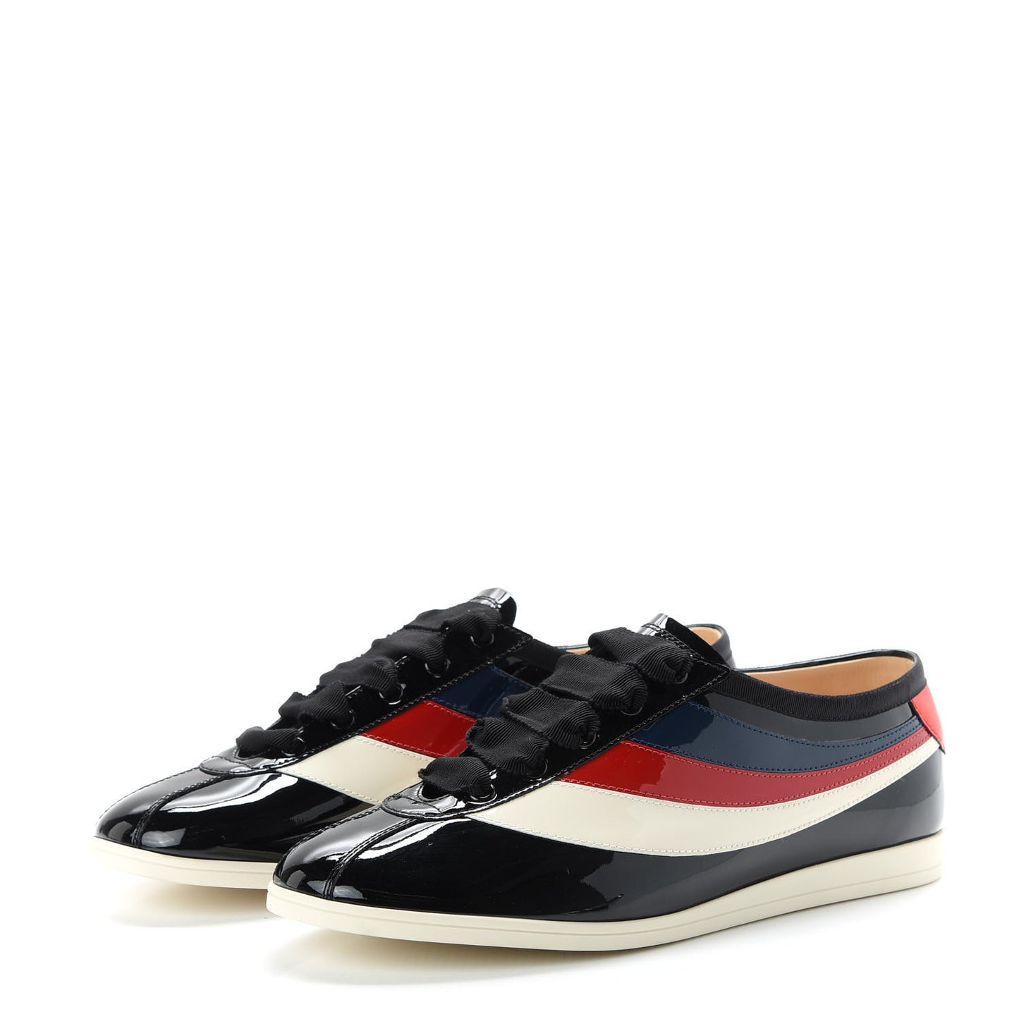 Patent Calfskin Mens Web Falacer Sneakers 8.5 Black