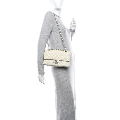 Chanel Washed Caviar Quilted Medium Double Flap White 2 of 12