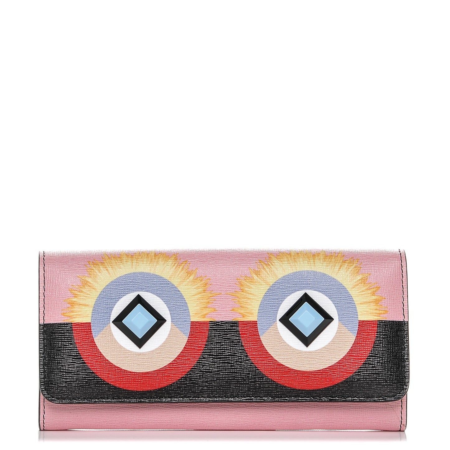 Vitello Elite Century Hypnoteyes Studded Continental Wallet Bubblegum Multicolor