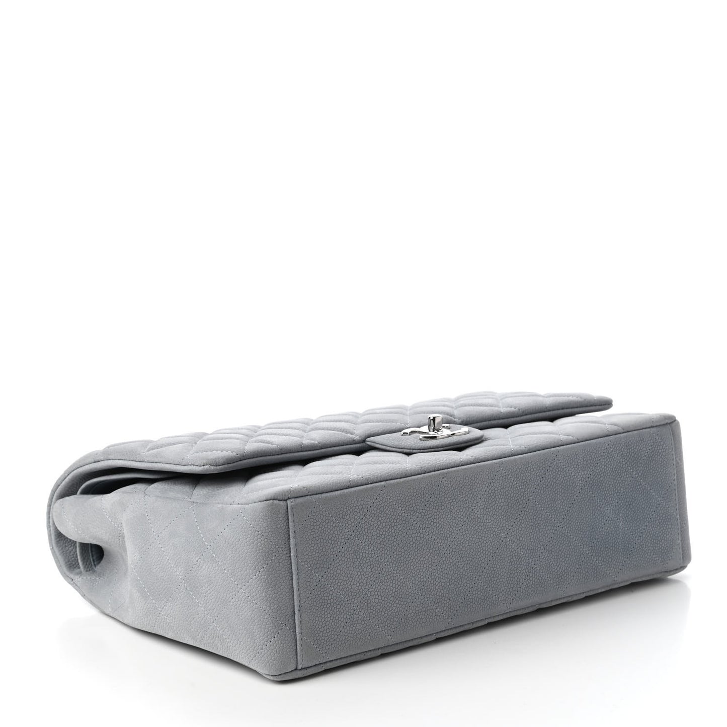 Iridescent Caviar Quilted Maxi Double Flap Grey
