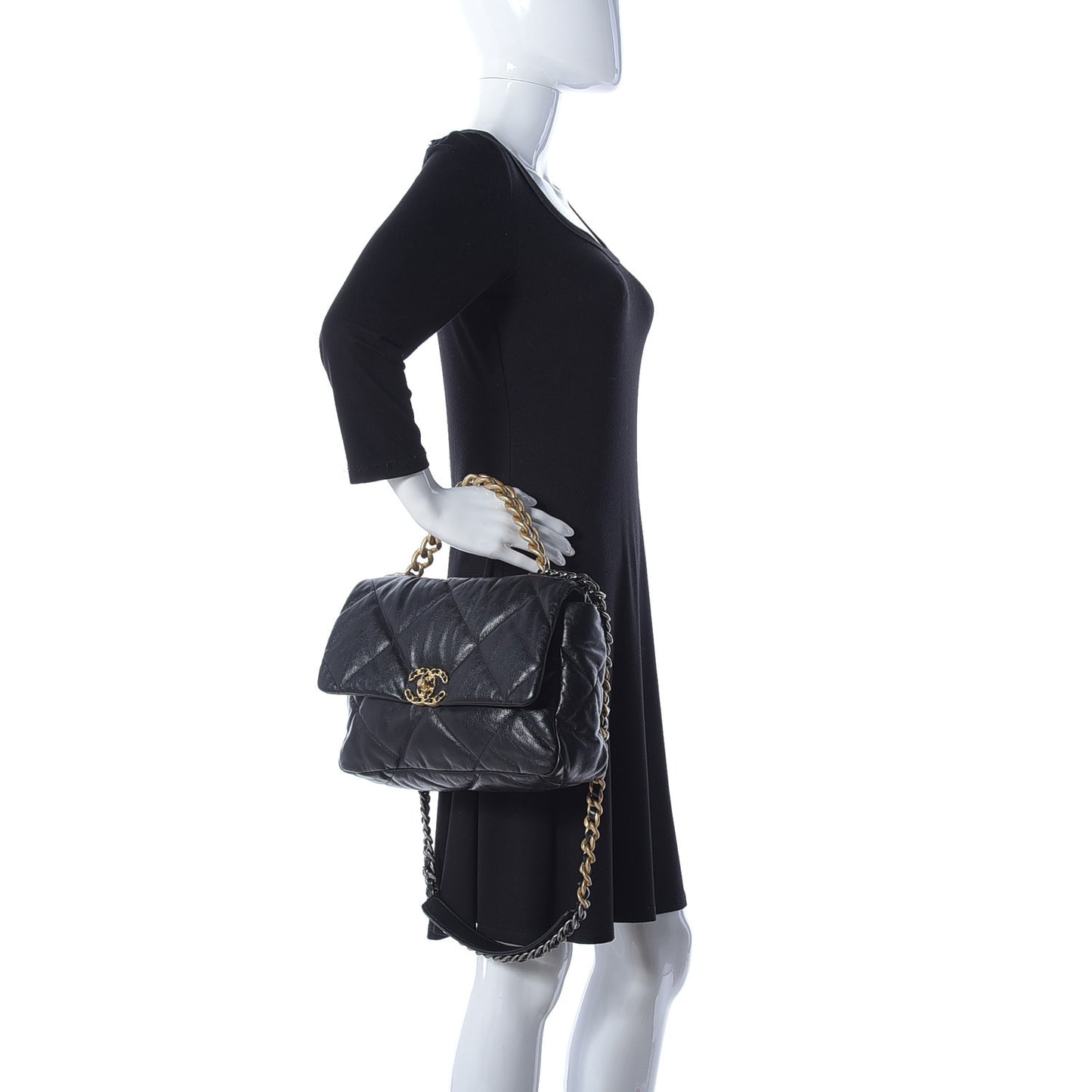 Goatskin Quilted Large Chanel 19 Flap Black