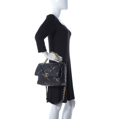 Chanel Goatskin Quilted Large Chanel 19 Flap Black 3 of 11