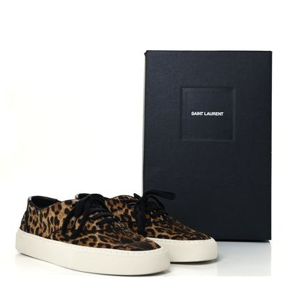 Saint Laurent Canvas Leopard Print Venice Low Top Sneakers 39.5 Black 10 of 10