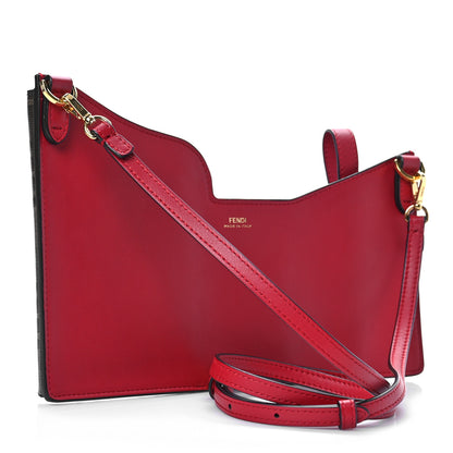Fendi Vitello Grace Glazed Fabric FF 1974 3 Pocket Mini Crossbody Bag Fragola Mogano Panna 3 of 8