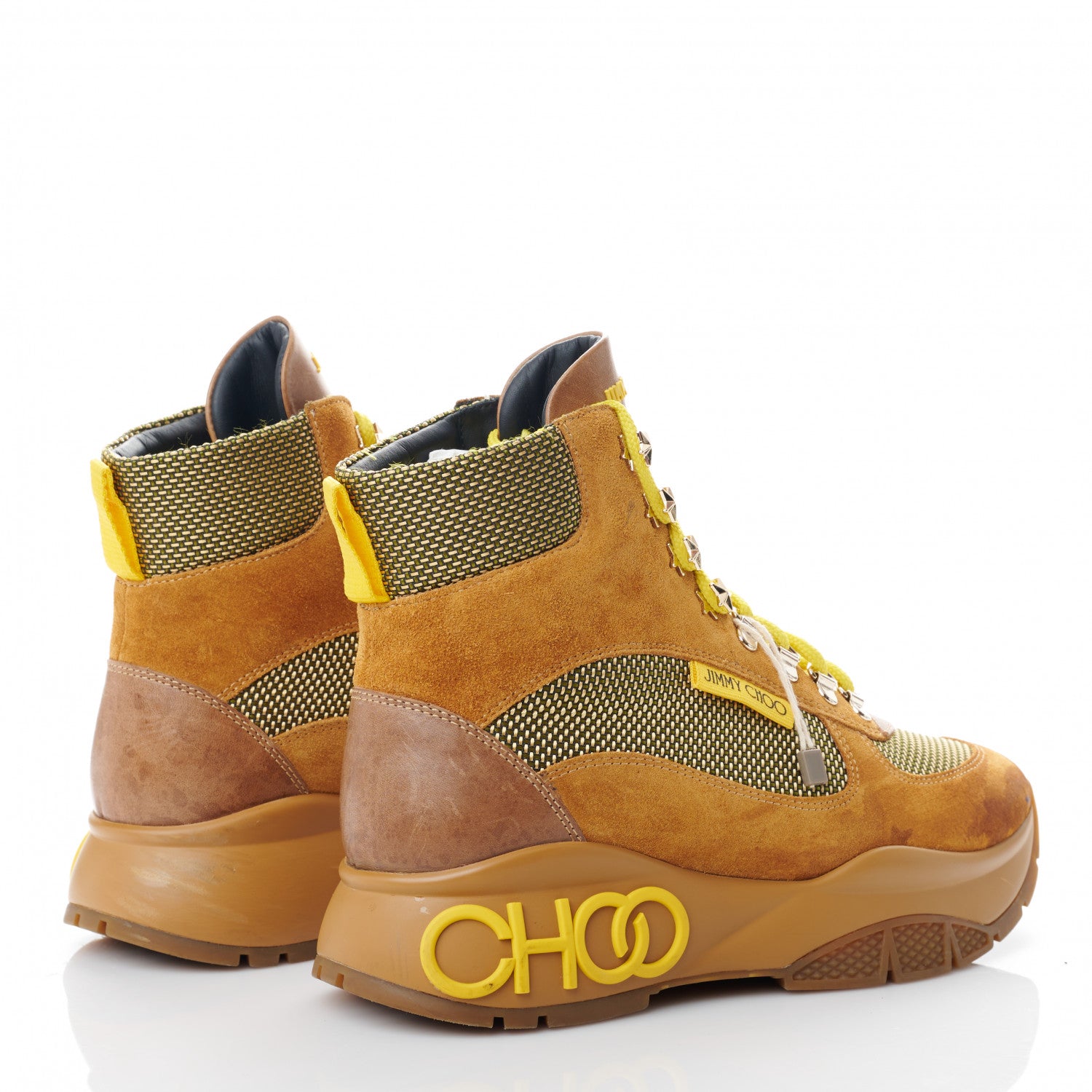 Jimmy Choo Calfskin Technical Mesh Suede Crosta Boot 37 Yellow 4 of 13
