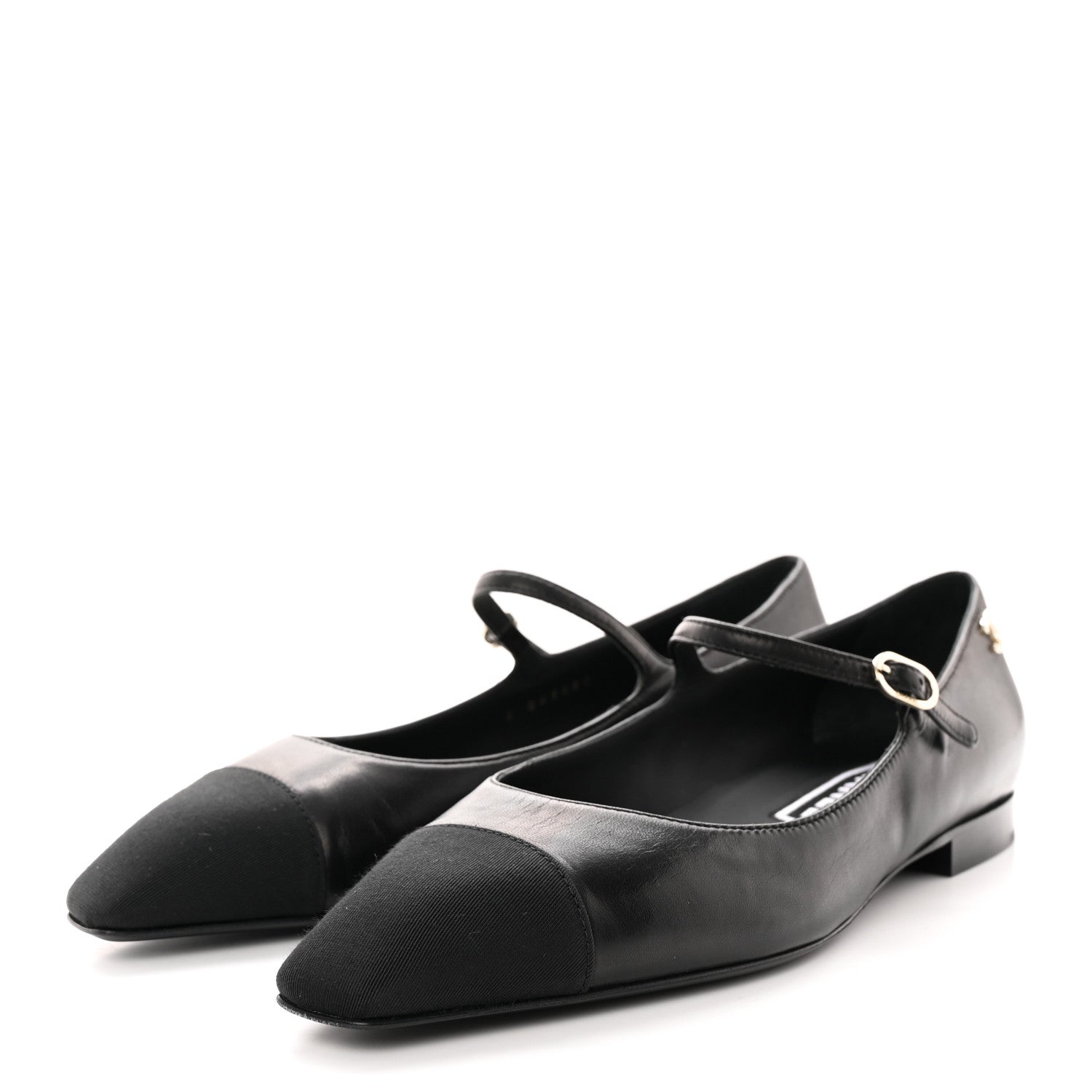 Chanel Lambskin Grosgrain Cap Toe CC Mary Jane Flats 39.5 Black 3 of 14