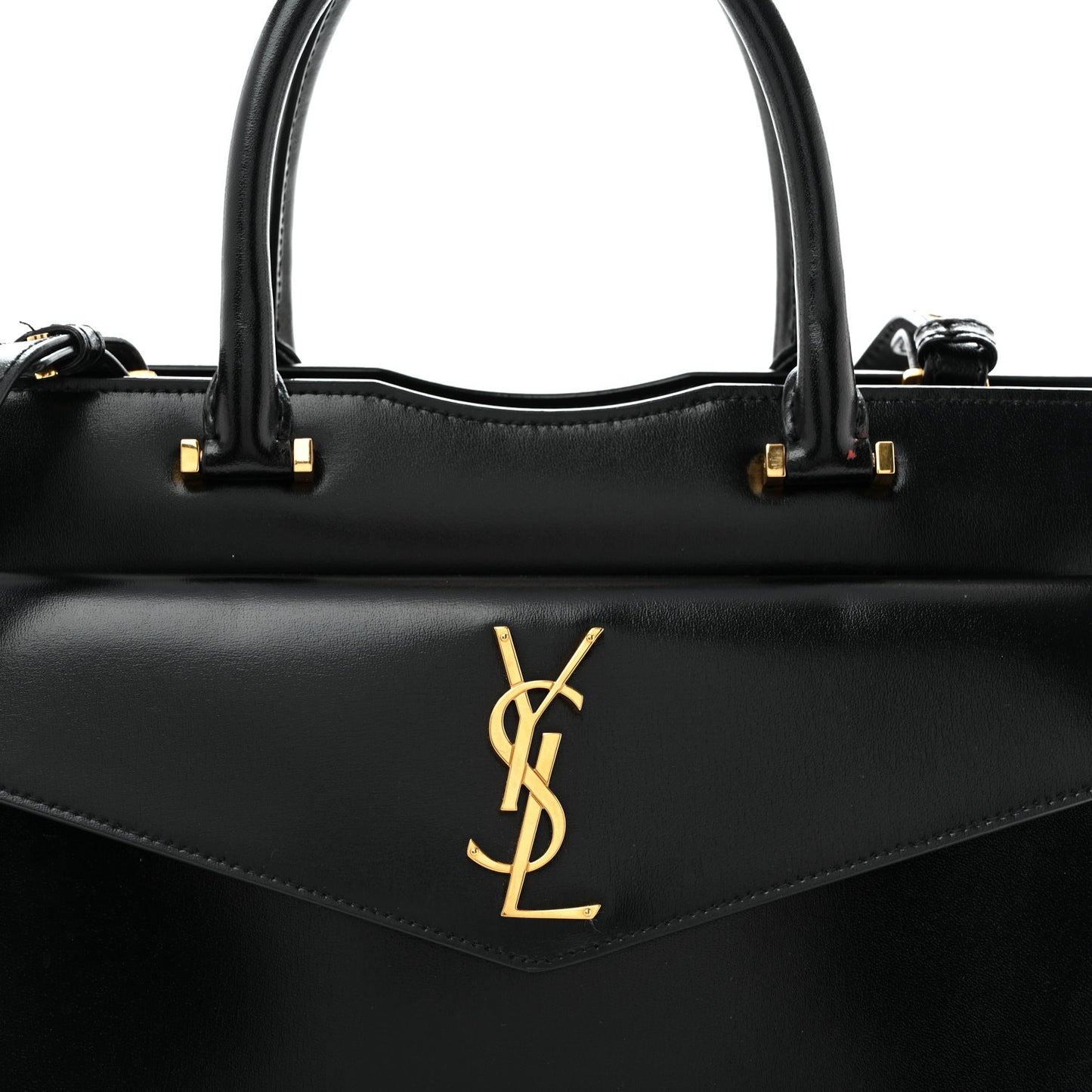 Shiny Calfskin Medium Uptown Tote Black
