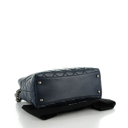 Chanel Calfskin Tweed Quilted Small Tote Navy Multicolor 4 of 8